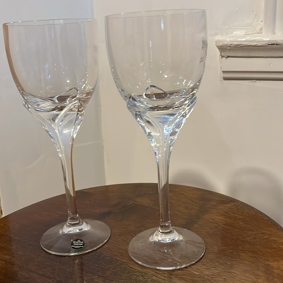 Set of 2 Rosenthal Studio-Linie Logo LOTUS BLOSSOMS Clear Wine Glasses 8"H x 3"D - Picture 7 of 7